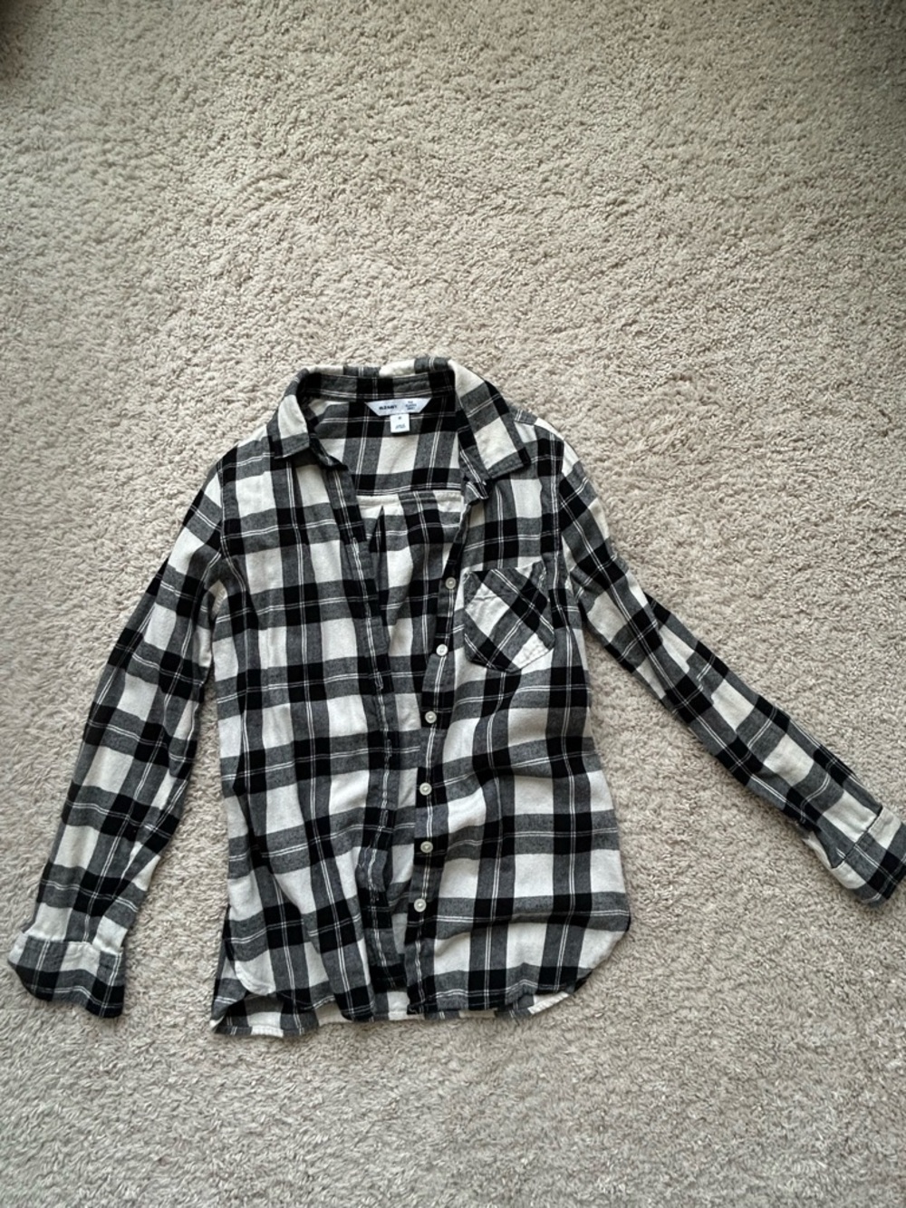 Old Navy Black and White Plaid Button-Down Shirt